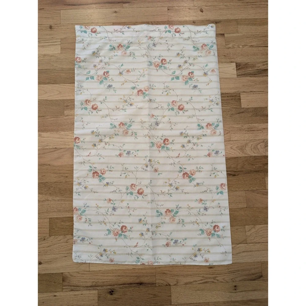 Vintage JC Penny Standard Pillow Case Cottage Shabby White Floral Made In USA